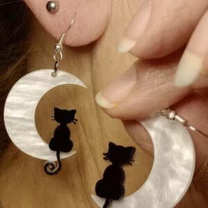 Cat On The Moon- Ethereal Cat Earrings