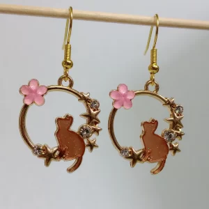 Whimsical Cat Halo Earrings