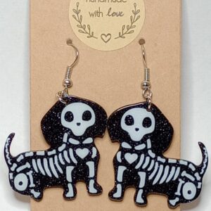 Skeleton Weenie - Dachshund Earrings