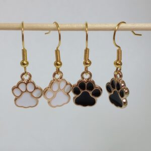 Paw Print Earrings- Black & White