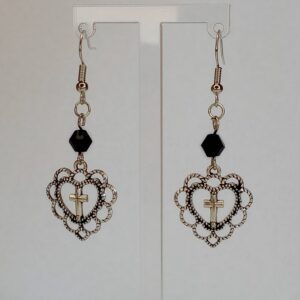 Black Gothic Cross Earrings