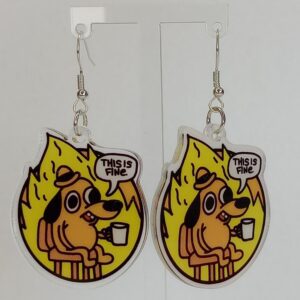 "This Is Fine" Meme Earrings & Keychain