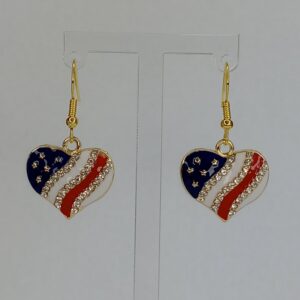 American Flag - Jeweled Heart & Jeweled Star