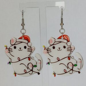Cat In Christmas Lights Earrings