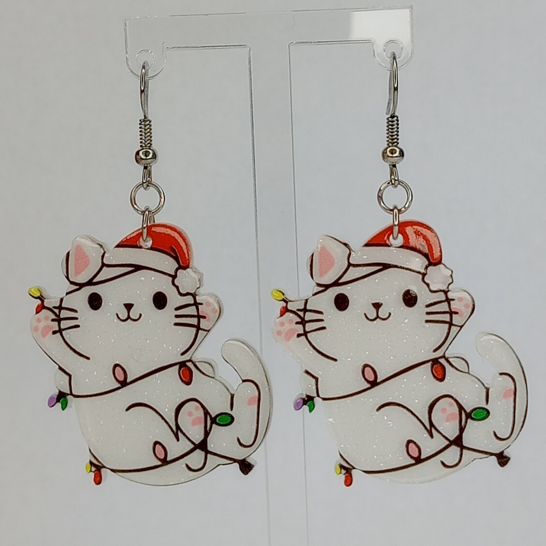 Cat In Christmas Lights Earrings