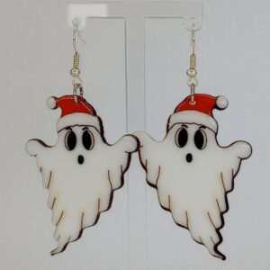 Christmas Ghost Earrings - Santa Hat