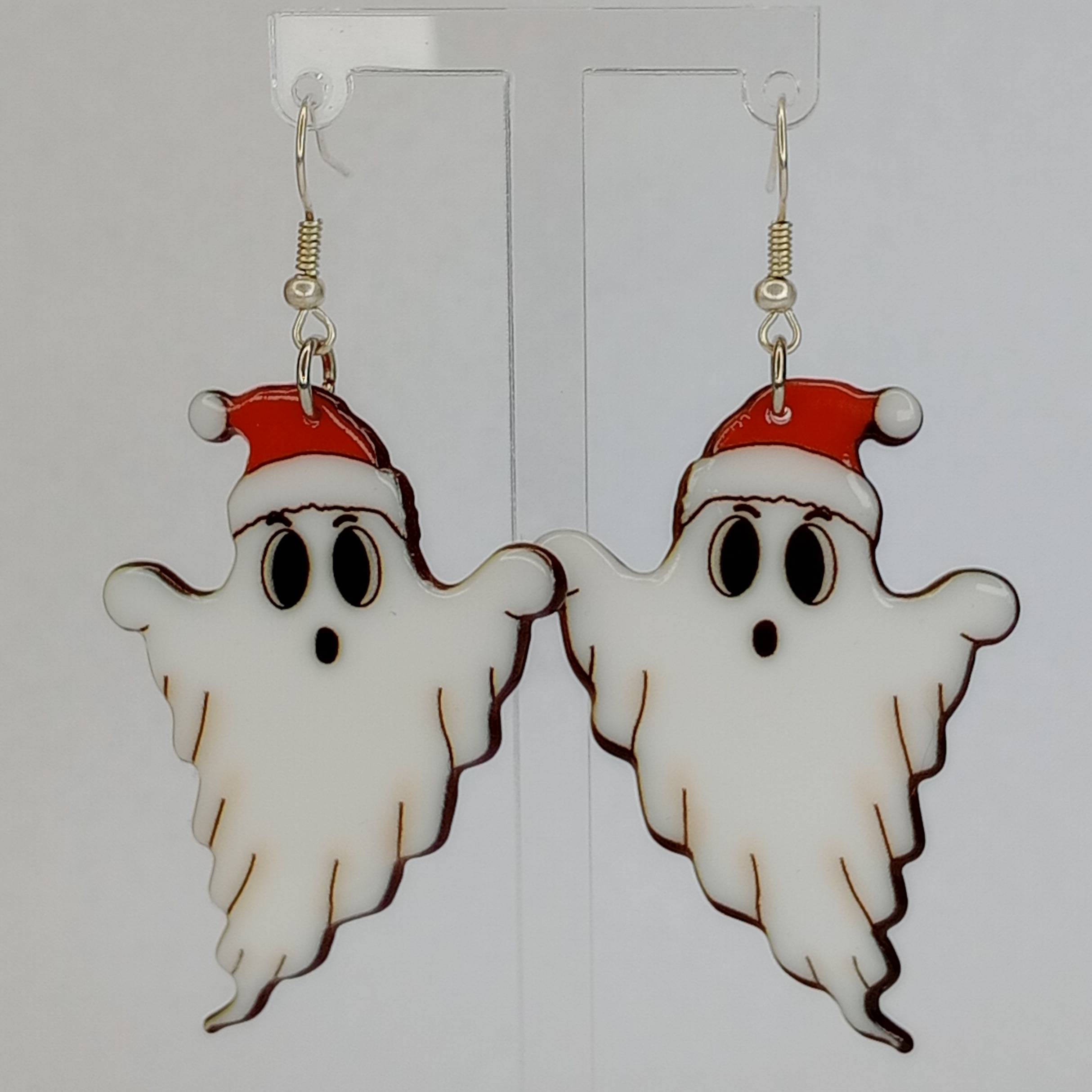 Christmas Ghost Earrings - Santa Hat