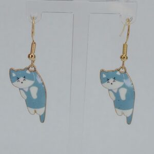 Blue Kitty Earrings