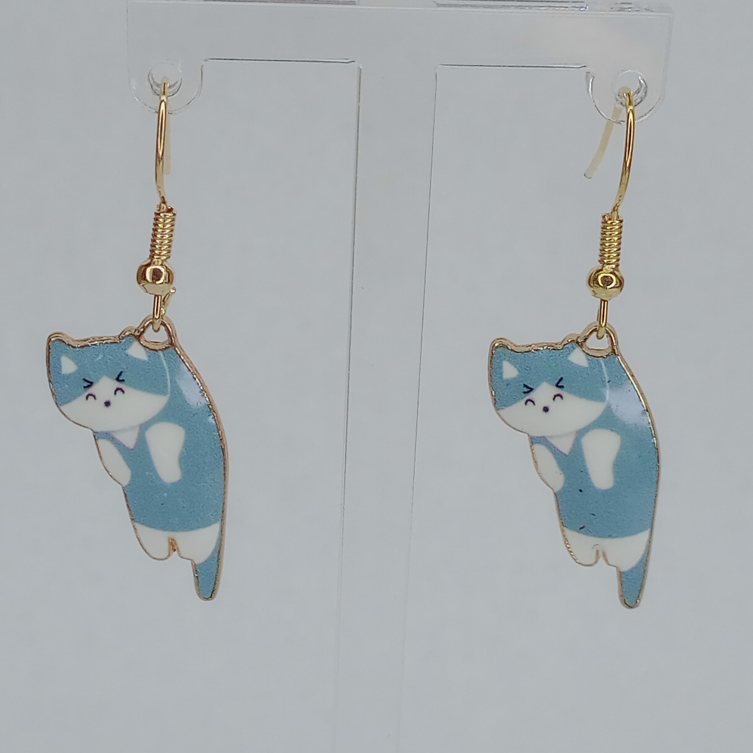 Blue Kitty Earrings