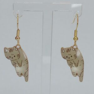 Grey Tabby Kitty Earrings