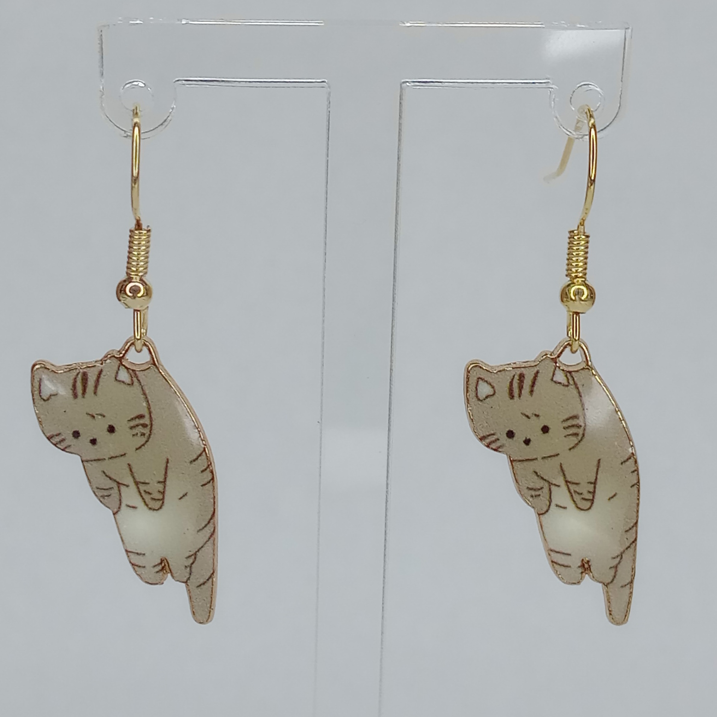 Grey Tabby Kitty Earrings